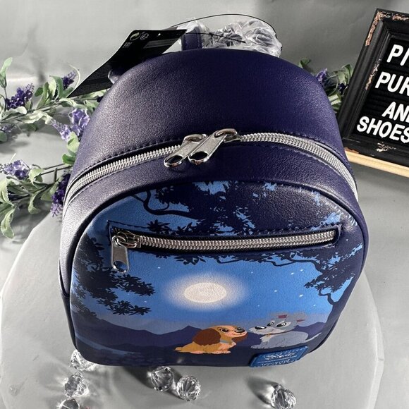 Loungefly Disney Lady Tramp Backpack Purse Moonlight Stroll Dog Bag